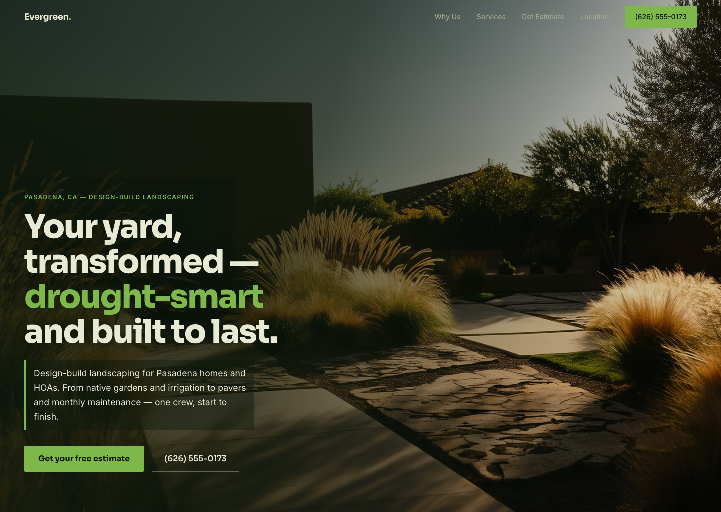 SiteFly engine demo — a design-build landscaping website